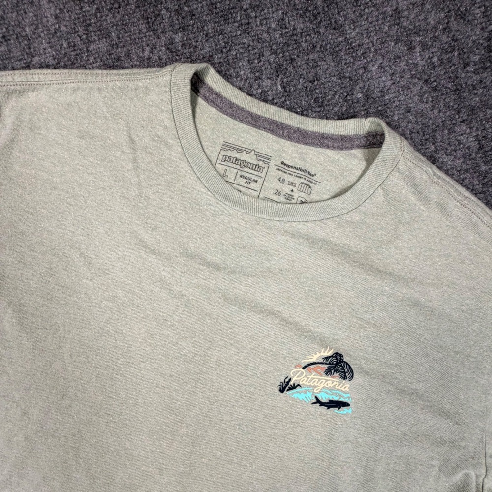 Patagonia Responsibili-Tee Mens Large Green Graphic T-Shirt 0765